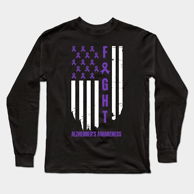 American Alzheimer's Fighter Dad Mom Long Sleeve T-Shirt by Davidsmith